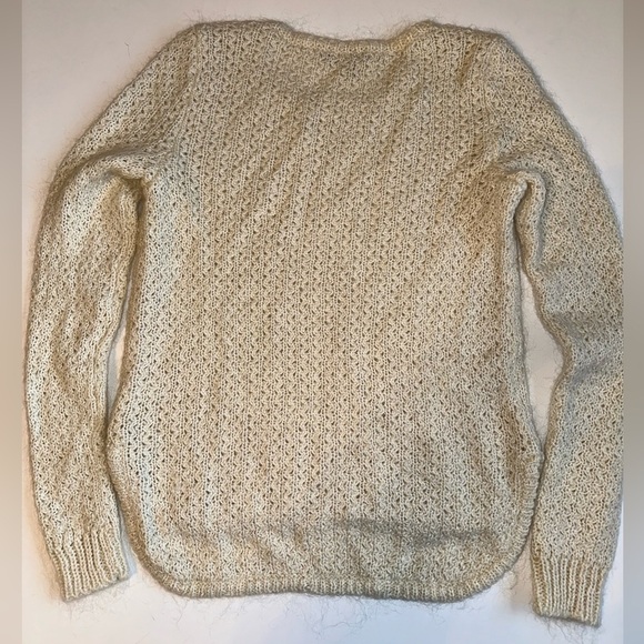 Ann Taylor Sweater Small Cream Wool Blend High Low Hem Long Sleeve Pullover - Picture 6 of 6